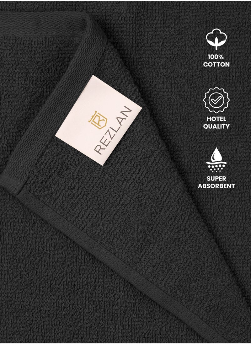 REZLAN UAE REZLAN Premium 6-Piece Washcloth Set - 100% Cotton (30×30 cm/12×12 in) - Exfoliating & Absorbent - CHARCOAL  - Image 5