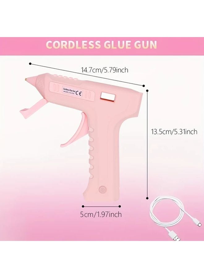 Pink Quick Heat Wireless Charging Hot Glue Gun With LED And Voice Prompt For Crafts Decor Home Repair - Image 1