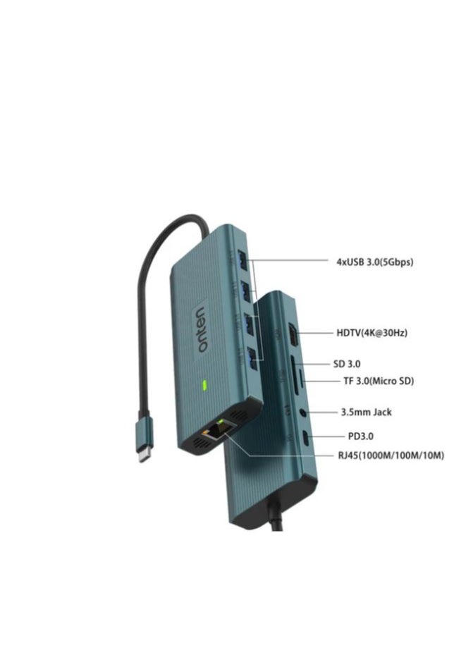 onten Onten OTN-UC962 10 in 1 USB-C / Type-C Multi-function HUB Docking Station  - Image 4