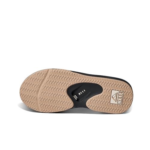 REEF Fanning Mens Bottle Opener Flip Flop, Arch Support, Durable Outsole, Water Friendly, Fossil/Raven, 4 - Image 4