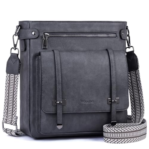 Roulens Crossbody Bags for Women,Multi Pocket Crossbody Purses Vegan Leather Shoulder Handbags Travel Purse Adjustable Strap - Image 1