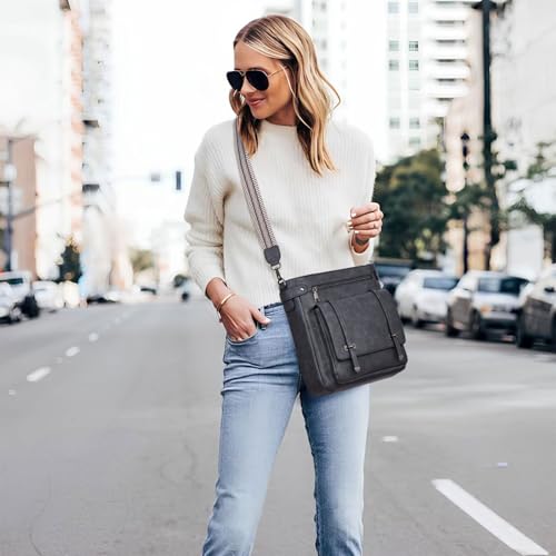 Roulens Crossbody Bags for Women,Multi Pocket Crossbody Purses Vegan Leather Shoulder Handbags Travel Purse Adjustable Strap - Image 2