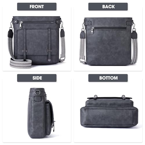 Roulens Crossbody Bags for Women,Multi Pocket Crossbody Purses Vegan Leather Shoulder Handbags Travel Purse Adjustable Strap - Image 4