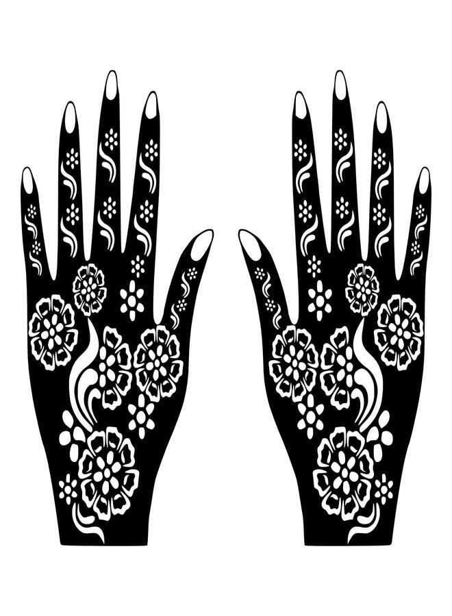 VANVATI Elegant Floral Mehndi Stencil with Artistic Finger Left & Right Hand Design Set Easy to Apply - Image 2