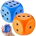Zomiboo 2 Pcs 23 Large Foam Dice for Classroom Jumbo 6 Sided Giant Dice Casino Party Decoration Squeeze Anxiety Stress Relieve Toy Gifts for Valentines Day Adults Kids Board Game Blue Orange - Image 2