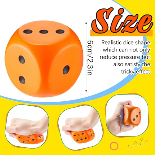 Zomiboo 2 Pcs 23 Large Foam Dice for Classroom Jumbo 6 Sided Giant Dice Casino Party Decoration Squeeze Anxiety Stress Relieve Toy Gifts for Valentines Day Adults Kids Board Game Blue Orange - Image 5