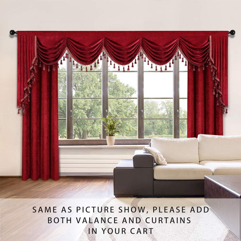 ELKCA ELKCA Burgundy Red Valance for Festival Holiday Thick Chenille Window Curtains Valance for Living Room Rod Pocket(W138 1 Panel)  - Image 2