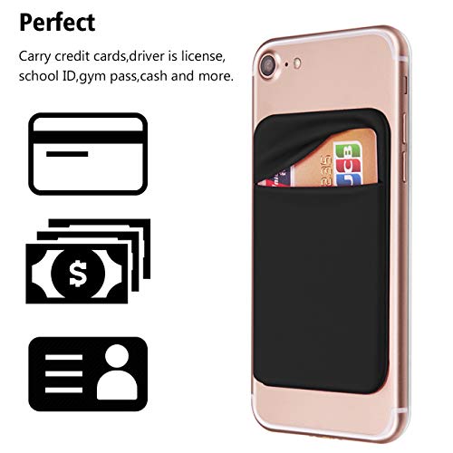 OBVIS Cell Phone Pocket Self Adhesive Card Holder Stick On Wallet Sleeve with Adhesive ID Credit Card ATM Card Holder for iPhone Android 2 PACK BLACK - Image 3