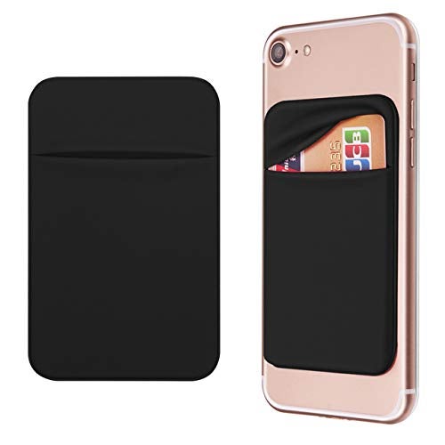 OBVIS Cell Phone Pocket Self Adhesive Card Holder Stick On Wallet Sleeve with Adhesive ID Credit Card ATM Card Holder for iPhone Android 2 PACK BLACK - Image 1