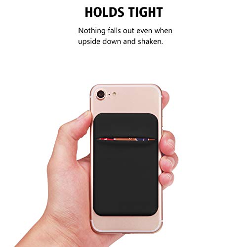 OBVIS Cell Phone Pocket Self Adhesive Card Holder Stick On Wallet Sleeve with Adhesive ID Credit Card ATM Card Holder for iPhone Android 2 PACK BLACK - Image 4