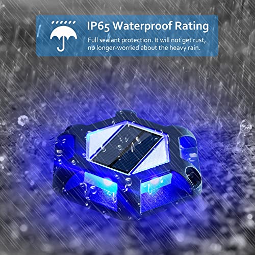 CREPOW Solar Dock Lights Driveway Deck Lights - 8 Packs Waterproof 1200mAh Outdoor LED Aluminum Dock Lighting Warning Step Light for Driveway Sidewalk Garden Pathway Yard (Blue) - Image 5