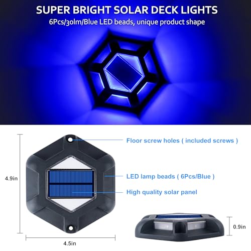 CREPOW Solar Dock Lights Driveway Deck Lights - 8 Packs Waterproof 1200mAh Outdoor LED Aluminum Dock Lighting Warning Step Light for Driveway Sidewalk Garden Pathway Yard (Blue) - Image 3