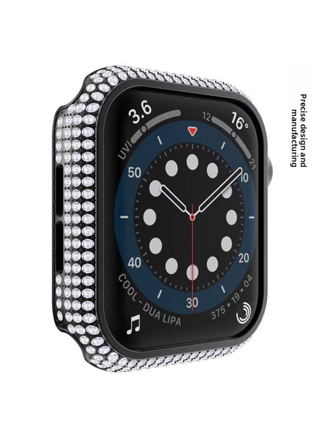 Suitable For Apple For Apple Iwatch Watch Case Full Diamond Hollow 44mm Electroplated PC Half Pack Diamond Protection Case-Color:Rose Gold-Exterior Dimension:44mm - Image 4