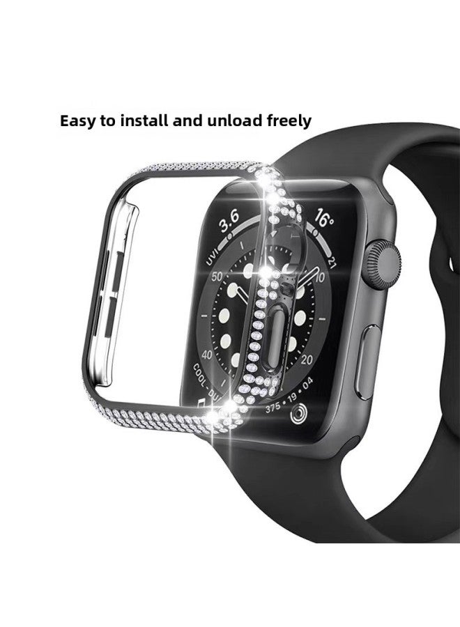 Suitable For Apple For Apple Iwatch Watch Case Full Diamond Hollow 44mm Electroplated PC Half Pack Diamond Protection Case-Color:Rose Gold-Exterior Dimension:44mm - Image 3