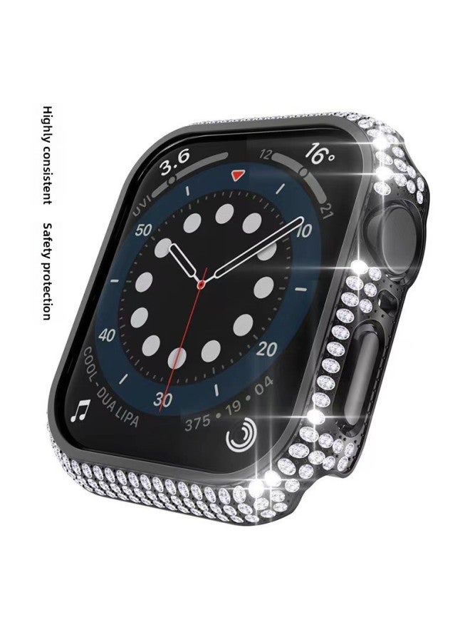 Suitable For Apple For Apple Iwatch Watch Case Full Diamond Hollow 44mm Electroplated PC Half Pack Diamond Protection Case-Color:Rose Gold-Exterior Dimension:44mm - Image 5