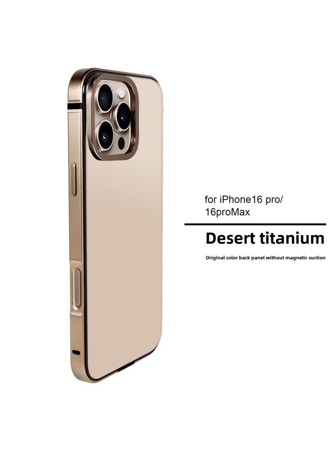 For Apple 16pro Metal Primary Color Phone Case Magsafe Magnetic Shell Iphone16promax Creative Case-Color:Desert Titanium (without Magnetic Suction)-Applicable Models:iPhone 16pro  - Image 1