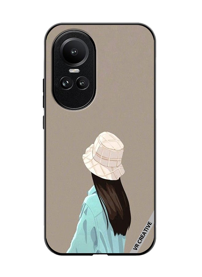 VR CREATIVE - Protective Case Cover For Oppo Reno 10 Brown Hat Girl Design Multicolour - Image 1