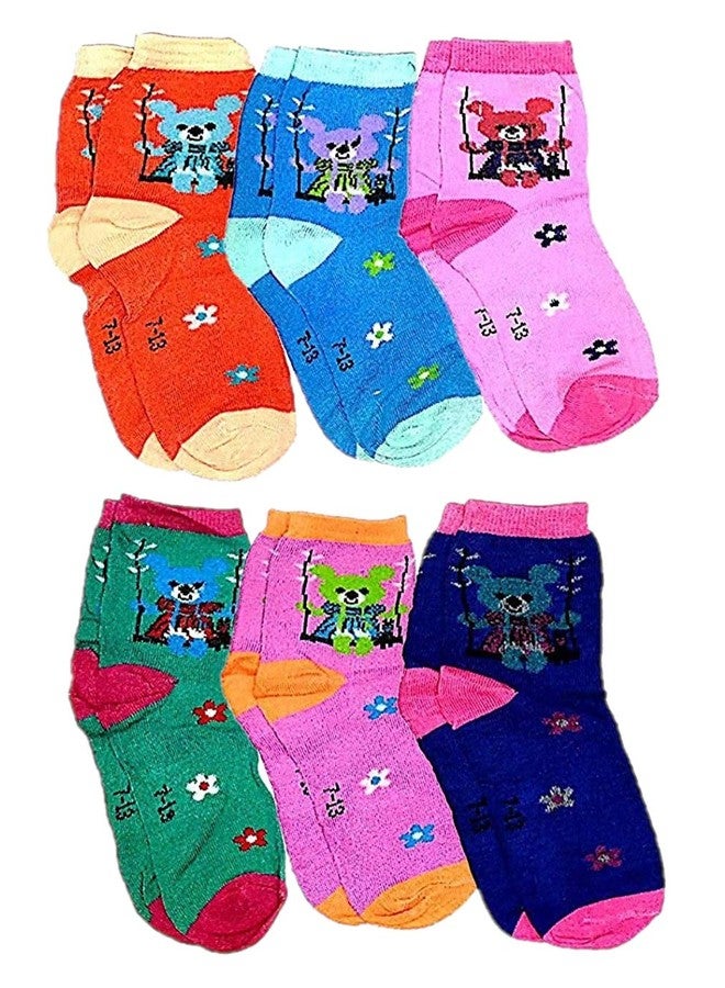 Malvina Soft Print Cotton Baby Boy Girls Kids Socks (Multicolour, Pack of 06)-(6-12 Month)