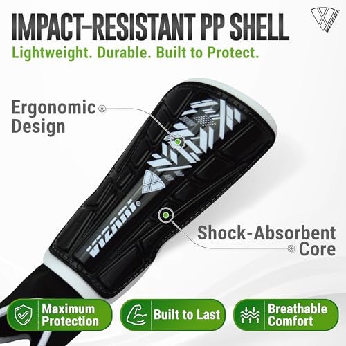 VIZARI Malaga Soccer Shinguard | Durable Soccer Shin Guard with Tough Protection & Elastic Straps | Breathable, Moisture-Wicking Youth Soccer GearProduct - Image 3