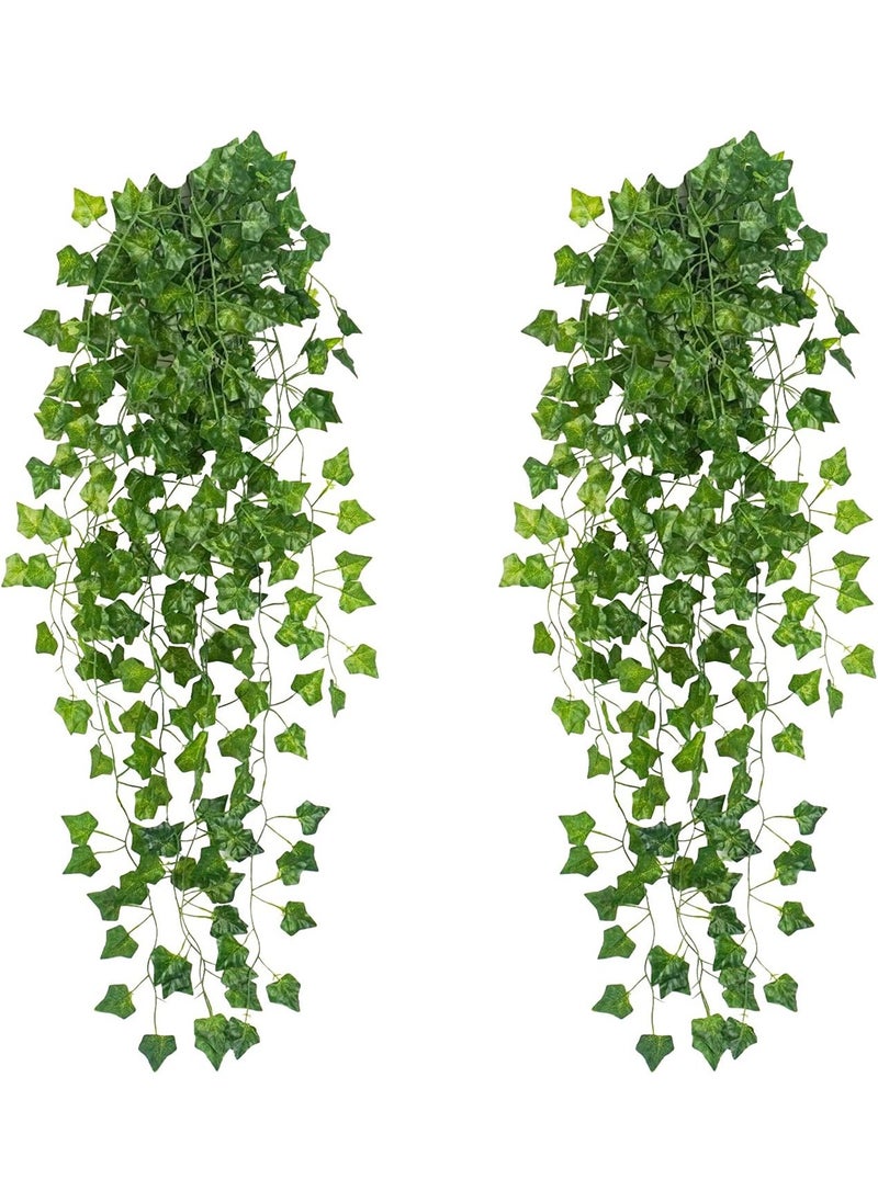 Generic - 2-Pack Artificial Hanging Greenery - Lush Green Leaf Rattan for Home Décor, Durable Simulation Plants for Indoor/Outdoor Use - Image 1