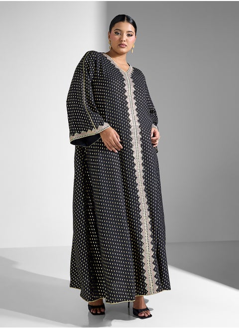 Plus size embroidered jalabiya