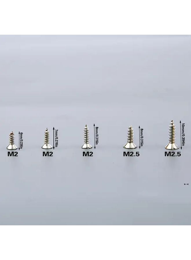 1600 Pcs M2 M2 5 Nickel Plated Mini Screws 6mm 7mm 8mm 10mm Cross Flat Head Self Tapping - Image 3