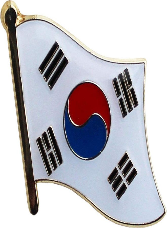 Flagline South Korea Flag Die-struck Metal Single Lapel Pin with Butterfly Clasp Closure - Image 1