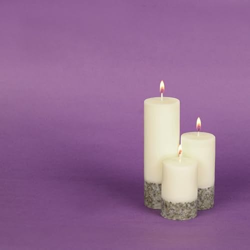 PROSPERRO LUMO Paraffin Wax By Parkash Candles Set Of 3 Fragrance Pillar Candles Marble Finish (White Lavender Petals) - Image 2