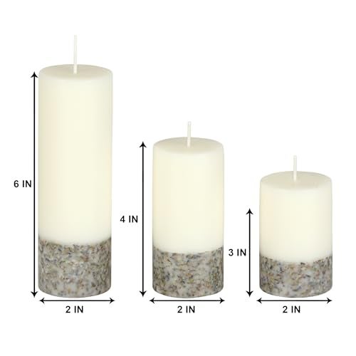 PROSPERRO LUMO Paraffin Wax By Parkash Candles Set Of 3 Fragrance Pillar Candles Marble Finish (White Lavender Petals) - Image 5