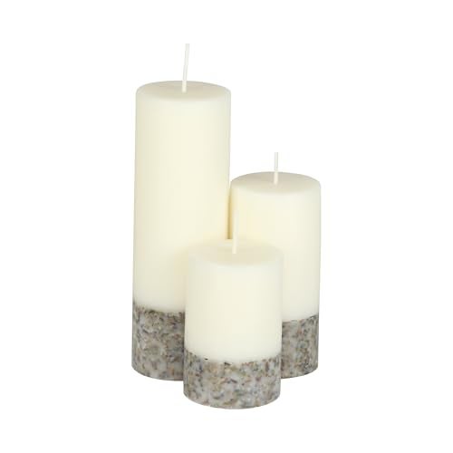 PROSPERRO LUMO Paraffin Wax By Parkash Candles Set Of 3 Fragrance Pillar Candles Marble Finish (White Lavender Petals) - Image 4