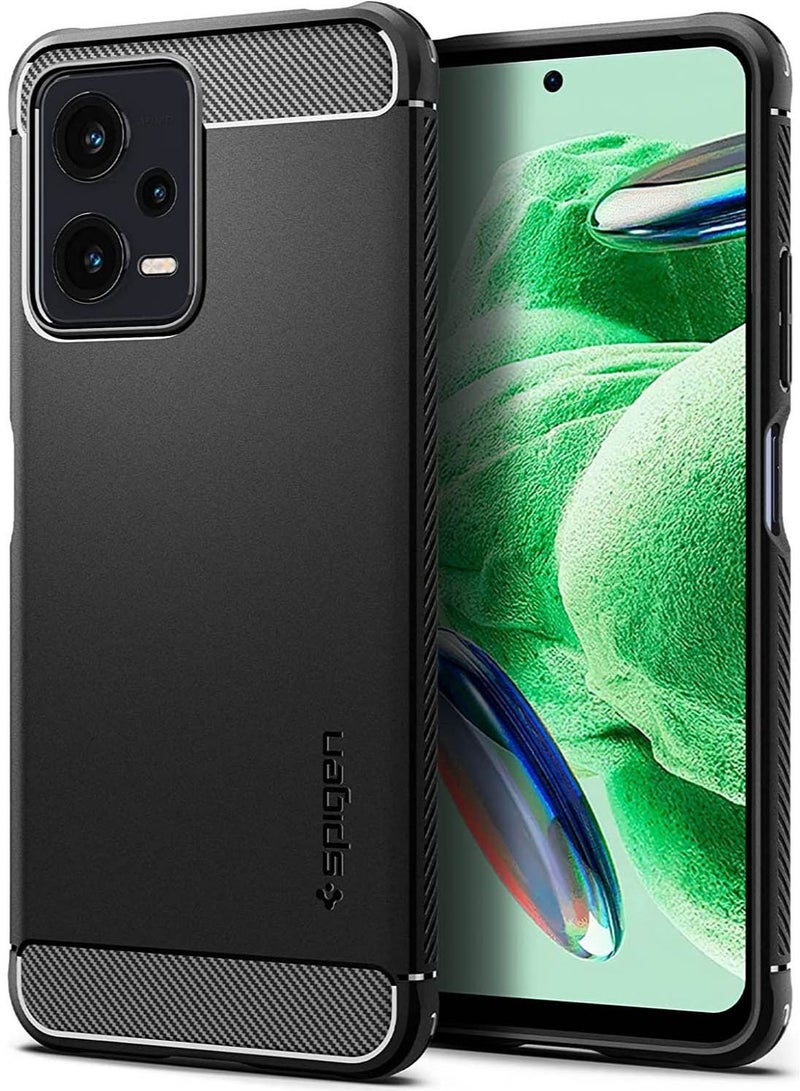 Spigen Rugged Armor for Redmi Note 12 Case and Poco X5 5G Case Cover - Matte Black - Image 1