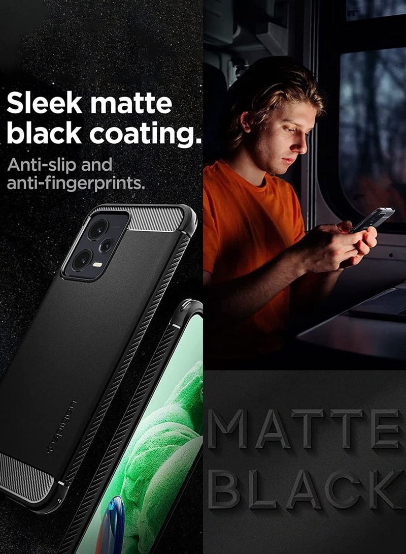Spigen Rugged Armor for Redmi Note 12 Case and Poco X5 5G Case Cover - Matte Black - Image 4