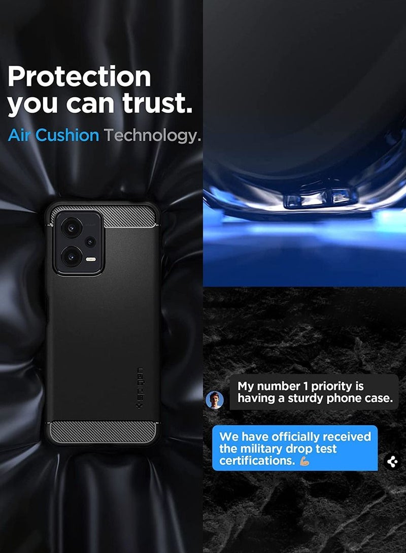 Spigen Rugged Armor for Redmi Note 12 Case and Poco X5 5G Case Cover - Matte Black - Image 5