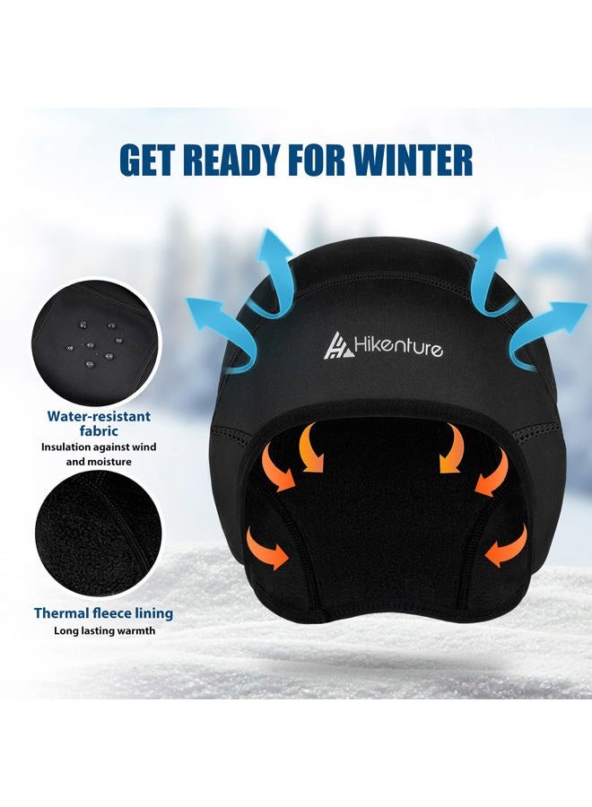 Hikenture Winter Skull Cap Helmet Liner, Thermal Cycling Cap Ski Hat for Men and Women, Cold Weather Running Beanie Fleece Bike Hat,Black - Image 2