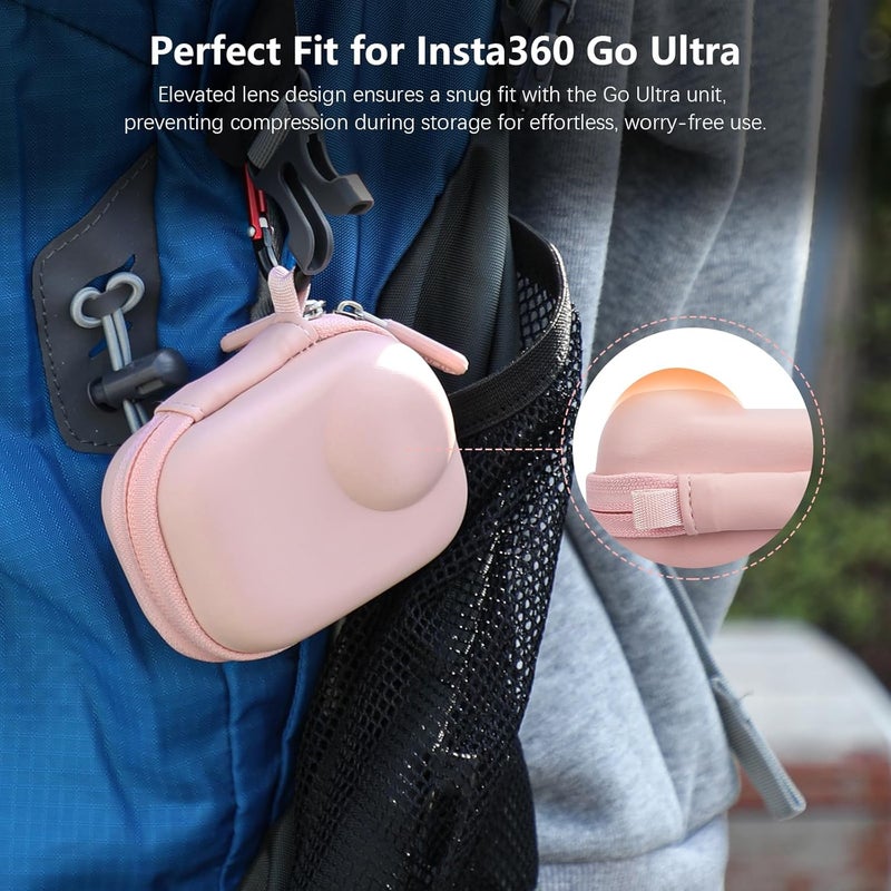 AMAZEAR Carry Case for Insta360 Go Ultra Accessories, Insta 360 Go-Ultra Portable and Compact Travel Bag Hard Leather Case with Soft Inner for Protection, Organization, and Storage, Pink, for Single - Image 2