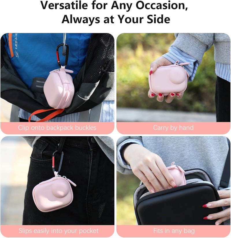 AMAZEAR Carry Case for Insta360 Go Ultra Accessories, Insta 360 Go-Ultra Portable and Compact Travel Bag Hard Leather Case with Soft Inner for Protection, Organization, and Storage, Pink, for Single - Image 5