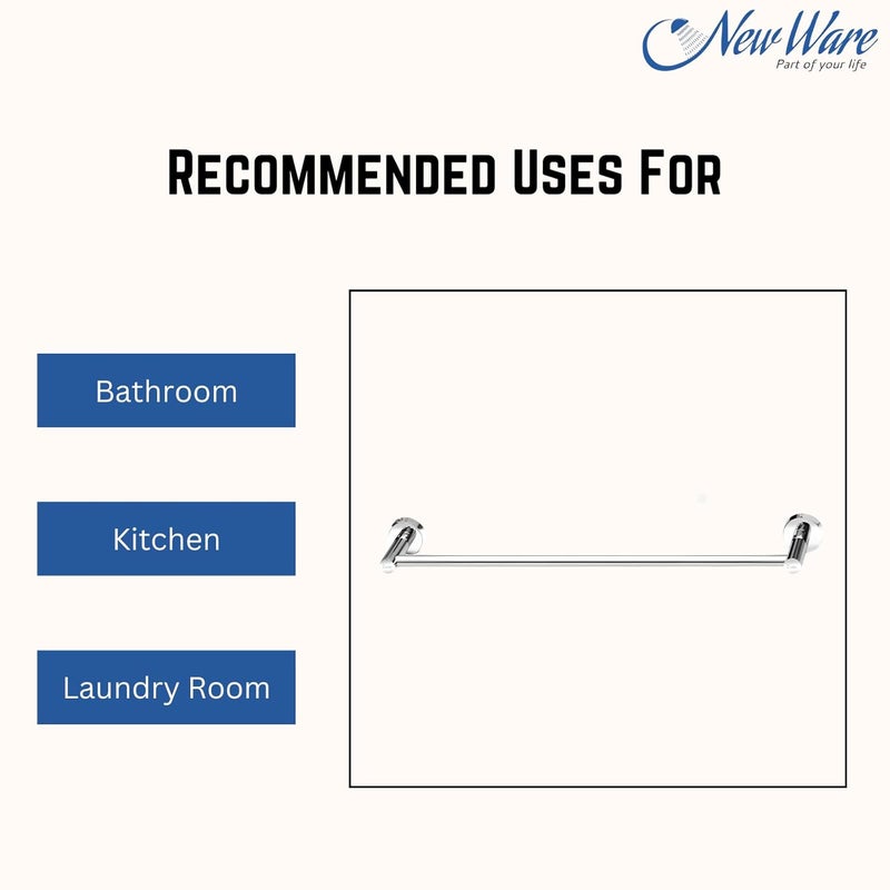 New Ware 304 Grade Stainless Steel Towel Rod for Bathroom 18 Inch Chrome Finish - Image 3