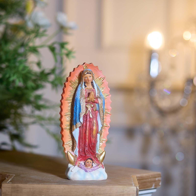 Zayton Our Lady of Guadalupe Statue Virgen Catholic De Guadalupe Figure Religious Gift for Mother's Day Inspirational Home Decor Hand Painted Sculpture 8 inch - Image 4