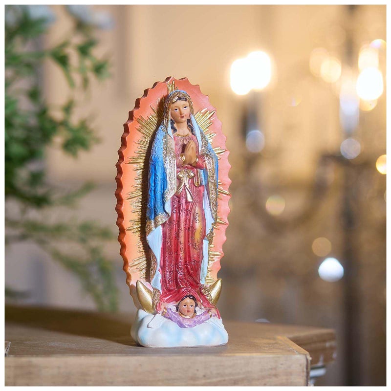 Zayton Our Lady of Guadalupe Statue Virgen Catholic De Guadalupe Figure Religious Gift for Mother's Day Inspirational Home Decor Hand Painted Sculpture 8 inch - Image 1