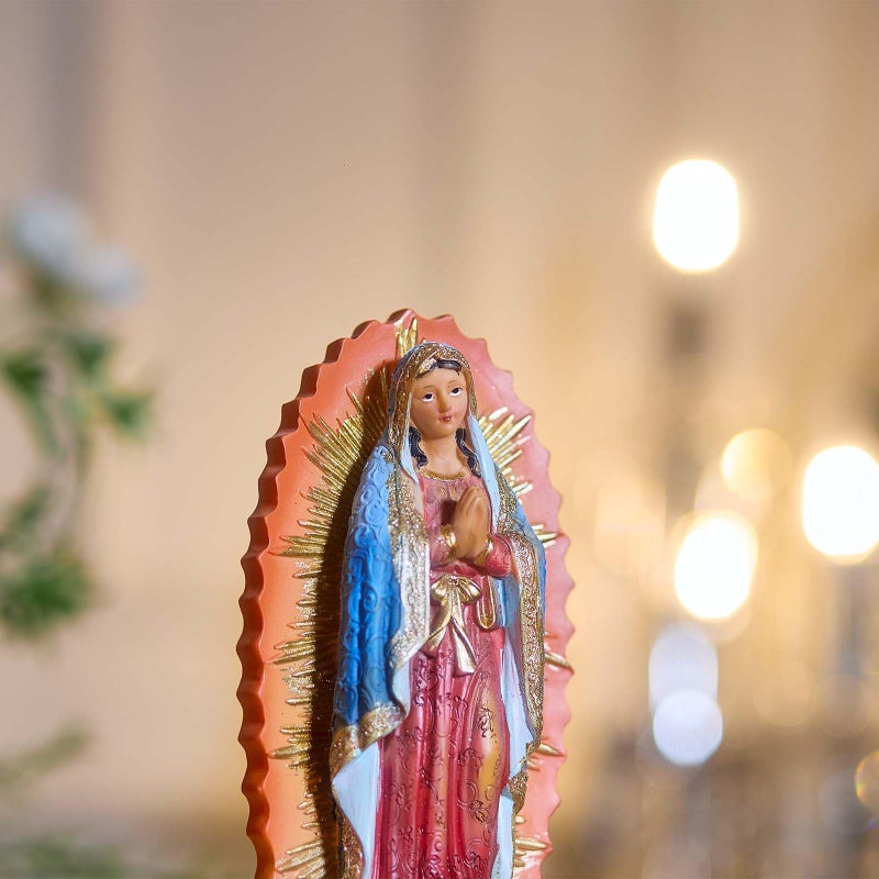 Zayton Our Lady of Guadalupe Statue Virgen Catholic De Guadalupe Figure Religious Gift for Mother's Day Inspirational Home Decor Hand Painted Sculpture 8 inch - Image 3