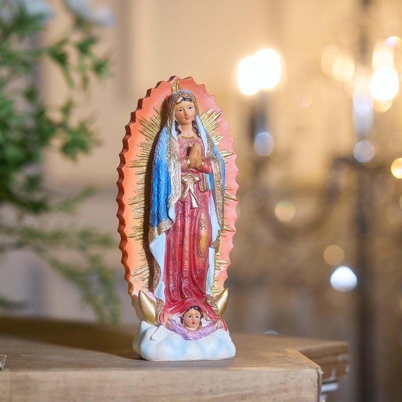 Zayton Our Lady of Guadalupe Statue Virgen Catholic De Guadalupe Figure Religious Gift for Mother's Day Inspirational Home Decor Hand Painted Sculpture 8 inch - Image 5