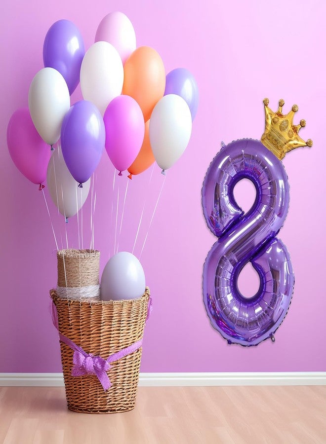 MXYEVL Purple 8 Balloon 40 Inch,Giant Number 8 & Mini Crown Balloons Set for Girl Boy 8th Birthday Party Decorations,Purple Birthday Party Decorations Supplies Birthday Digital Balloon - Image 3