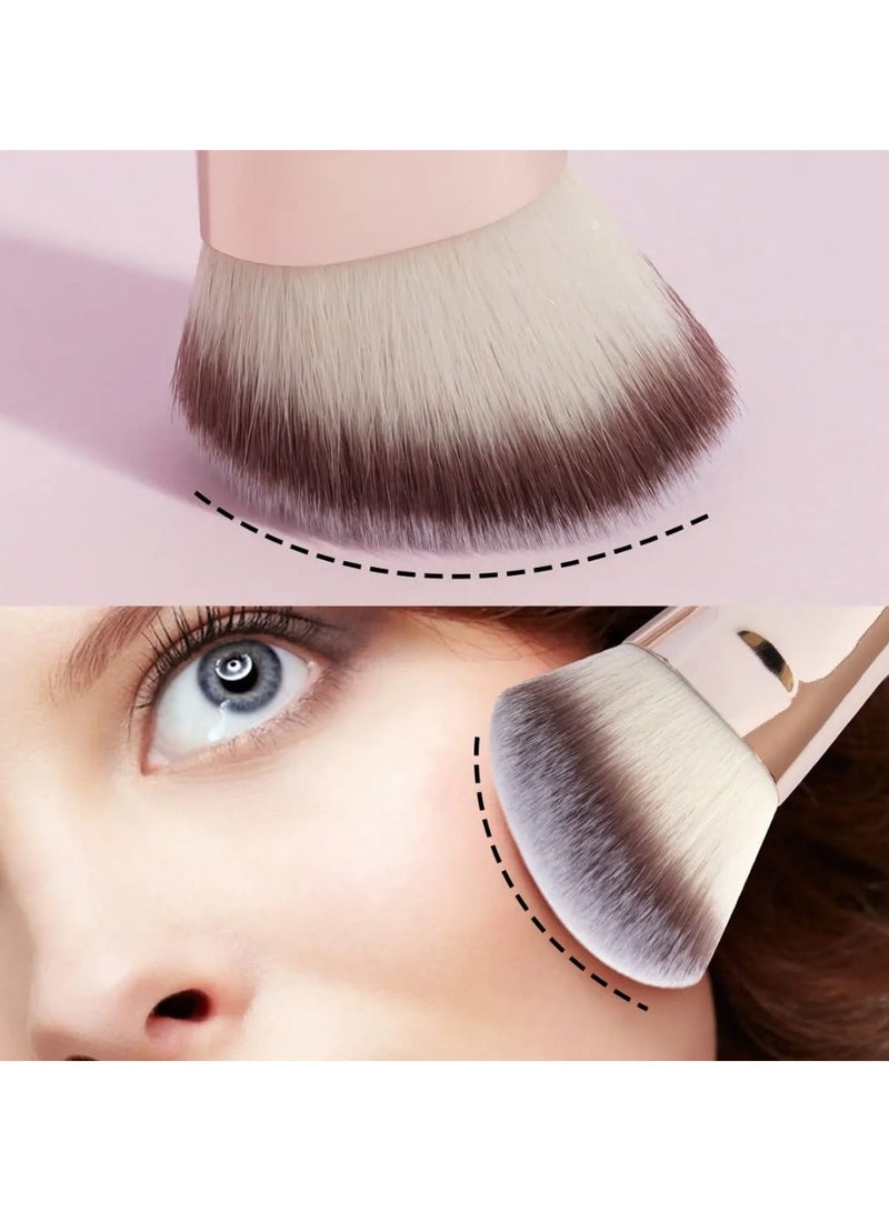 مانجي فرشاة مكياج كريم الأساس، فرشاة مكياج فاخرة مزدوجة الأطراف (مسطحة/مائلة/دائرية/مدببة من الأعلى) لتلميع السوائل والكريم والبودرة ودمج فرشاة تحديد الوجه - Image 4
