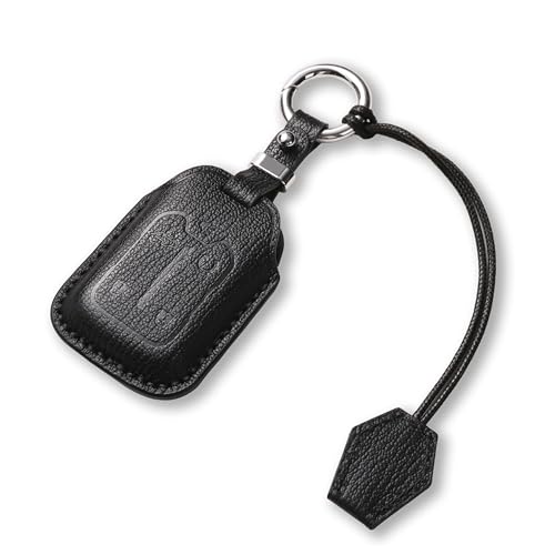 Jayanes Genuine Leather Key Fob Cover Compatible with GMC Sierra 1500 2500HD 3500HD 2022 2021 2020 2019 Fits Chevy Silverado 20192021 Case with Keychain Lanyard for GMC Key Fob 5 Buttons Black - Image 1