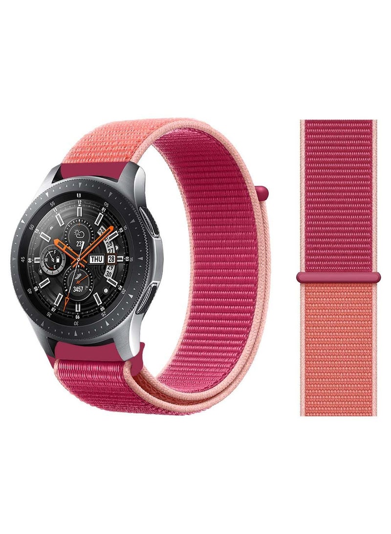 NIBEMINENT Nylon Loop Replacement Band 22mm For Samsung Galaxy Watch 46mm Pomegranate