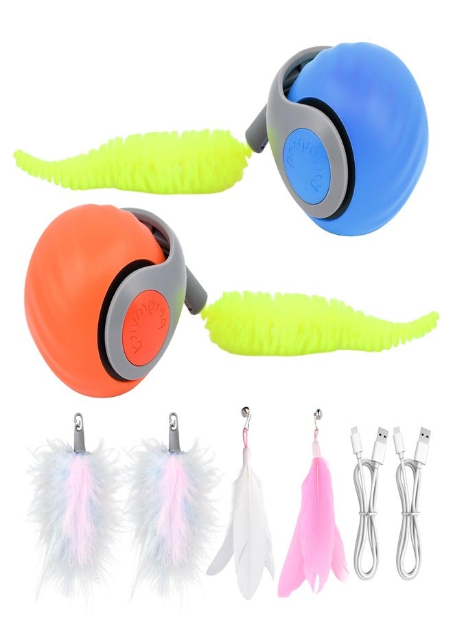 Yonderfume 2 Packs Speedy Turbo Tail 3.0, 2025 New Interactive Cat Toy with Automatic Moving & Two Speed Adjustment for Indoor Bored Adult Cats(Orange+Blue,Size:2inch) - Image 2