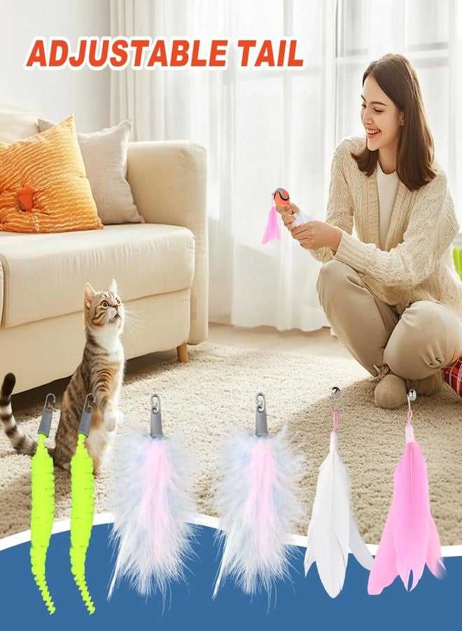 Yonderfume 2 Packs Speedy Turbo Tail 3.0, 2025 New Interactive Cat Toy with Automatic Moving & Two Speed Adjustment for Indoor Bored Adult Cats(Orange+Blue,Size:2inch) - Image 4