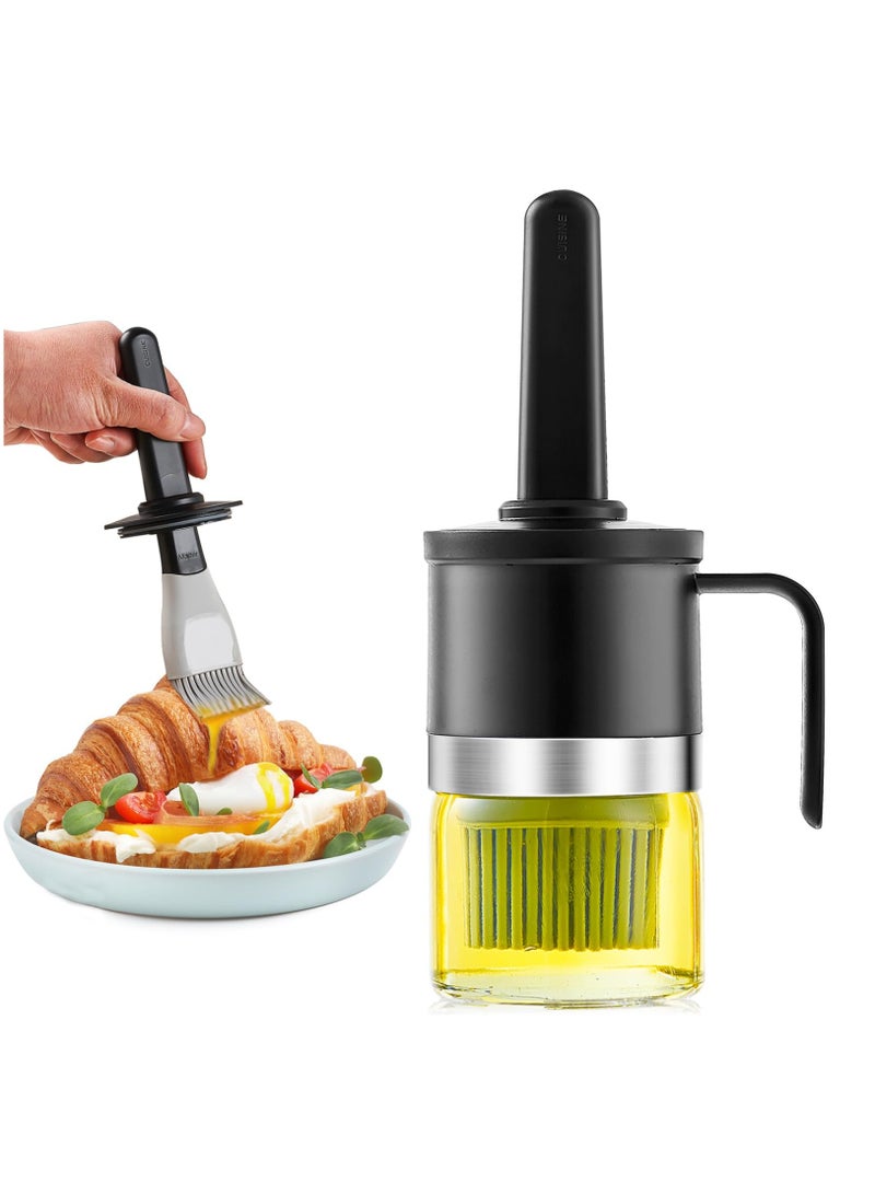 Excefore Kitchen oil dispenser bottle, cooking oil distributor, 10 oz/300ml, olive oil bottle, barbecue brush for cooking, salad, frying, soy sauce, baking brush, barbecue oil brush glass bottle - Image 1