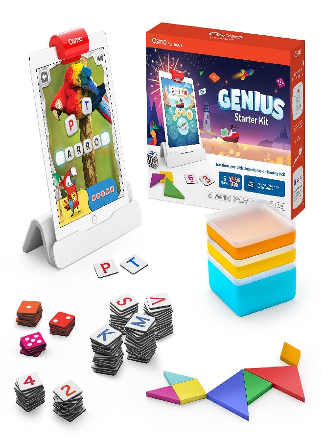 Osmo - Genius Starter Kit for iPad - 5 Educational Learning Games - Ages 6-10 - Math, Spelling, Creativity & More - STEM Toy Gifts for Kids, Boy & Girl - Ages 6 7 8 9 10 (iPad Base Included) - Image 1