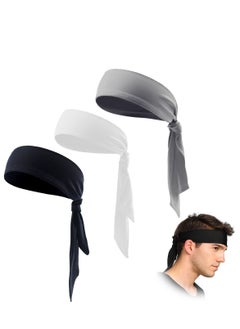 Sports Headbands for Men and Women anti-Sweat Bands Running and Exercise Headbands Hair Ties Elastic Hair Ties (3-Piece Set, Black, White, Gray)